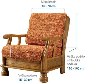 Bielastické poťahy GRAFITI NOVÉ tehlové kreslo s drevenými rúčkami (š. 40 - 70 cm)