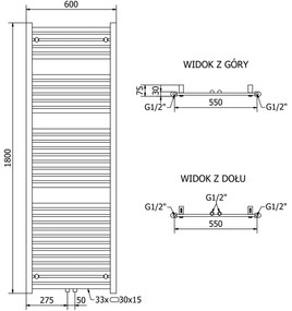 Mexen Hades, vykurovacie teleso 1800x600 mm, 780 W, chrómová, W104-1800-600-00-01
