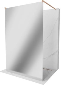 Mexen Kioto, sprchová zástena Walk-In 100 x 200 cm, 8mm sklo vzor zrkadlo, medený matný profil, 800-100-002-65-50