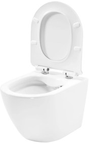 Rea Carter Rimless, závesné WC misa 490x370x325 mm + toaletné WC sedadlo, biela lesklá, REA-C1400
