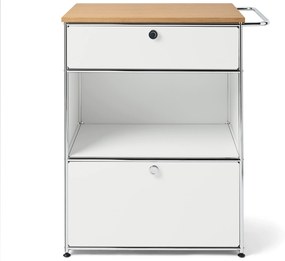 Kovová kávová komoda »CN3« s 2 zásuvkami, biela