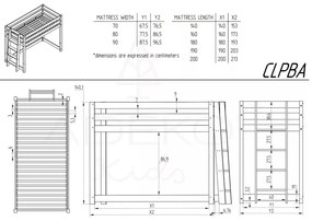 Vyvýšená detská posteľ z borovicového dreva 90x200 cm CLPBA - Adeko