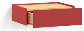 Červený závesný nočný stolík s doskou v dubovom dekore Arista – Teulat