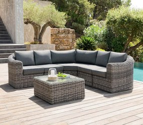 DEOKORK Ratanová modulová zostava rohová BORNEO LUXURY (sivá)
