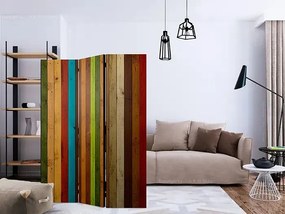 Paraván - Wooden rainbow [Room Dividers] Veľkosť: 135x172, Verzia: Jednostranný