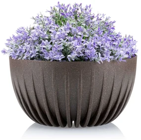 PLASTOVÝ KVETINÁČ STRIPPED ECO 16X30 CM TMAVOHNEDÁ