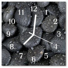 Sklenené hodiny štvorcové Vodné kamene 30x30 cm