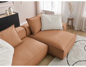 Hnedá rohová pohovka z imitácie kože (variabilná) Boheme – Bobochic Paris