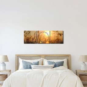 Obraz východu slnka (s hodinami) (90x30 cm)