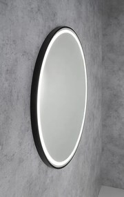 Sapho Sapho, KADRIS guľaté zrkadlo s LED osvetlením, ø 80cm, čierna matná, KD080