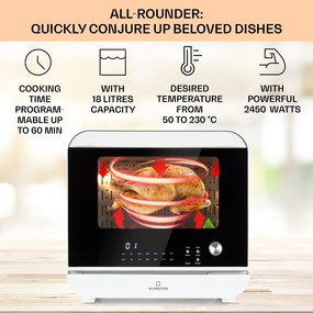 Klarstein Vita Pro, teplovzdušná fritéza s varením v pare, 2450 W, 18 l, 14 programov, 800 ml nádrž na vodu