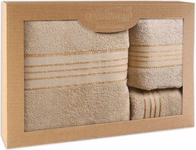 BAVLNENÉ UTERÁKY TIWANO SADA 1 KS 30X50 CM, 1 KS 50X90 CM, 1 KS 70X140 CM CAPPUCCINO