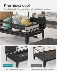Dvoupatrový odkapávač na nádobí Barny černý