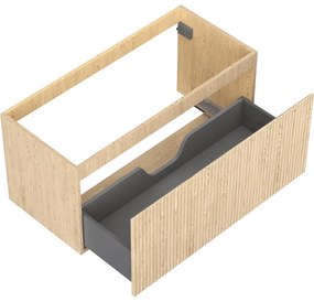 Mexen Rivel, kúpeľňová skrinka 100 cm, 1 zásuvka, drážkovaná, dub, 91A20-10047-1-BF81