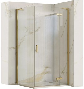 Rea Hugo, 1-krídlová sprchová kabína 100(dvere) x 80(stena) x 200,5 cm, zlatá matná, KPL-K8415