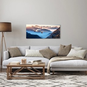 Obraz - Lietadlo nad vrcholmi hôr (120x50 cm)