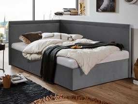 Rohová posteľ Travis ľavá120x200, šedá látka