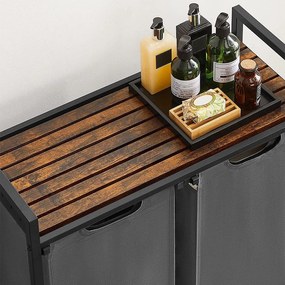 Kôš na bielizeň s 2 priehradkami, kôs na prádlo, 2 x 46 l, sivý