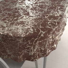 Biante Zamatový oválny obrus Isabela IBL-014 Zlatý mramor na červenohnedom 100x140 cm