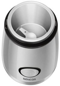 Sencor - Elektrický mlynček na zrnkovú kávu 60 g 150W/230V biela/chróm