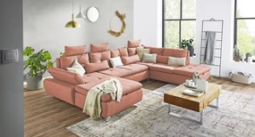 Sedacia súprava Madeira 3A, lososová látka, tvar pravé U