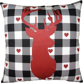 Bielo-červená obliečka na vankúš s jeleňom White&Red Deer - 45*45 cm