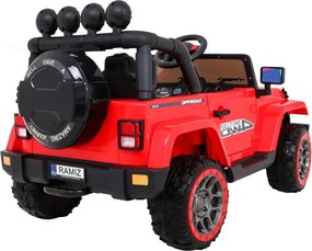 Ramiz Detské terénne auto Full Time 4WD Červená + 4x4 + Diaľkové ovládanie + LED audio + Úložný priestor