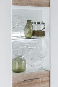 Obývacia stena Caracas kombi 333, dub / biely lesk, s osvetlením