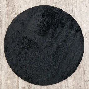 Okrúhly čierny koberec s vysokým vlasom Plush Deluxe Rozmer: 100x100 cm