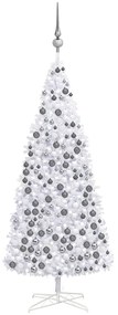 Umelý vianočný stromček s LED a súpravou gulí 400 cm biely 3077887