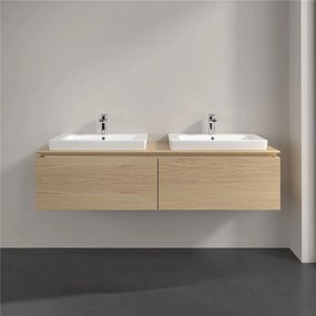 VILLEROY &amp; BOCH Legato závesná skrinka pod dve umývadlá, 2 zásuvky, 1600 x 500 x 380 mm, Nordic Oak, B69200VJ