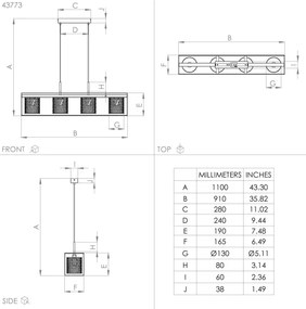 Eglo 43773 - Luster na lanku CATTERICK 4xE27/40W/230V