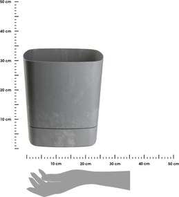 PLASTOVÝ KVETINÁČ CUBI 34X36,5 CM IMITÁCIA BETÓNU SIVÁ
