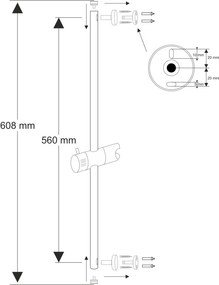 Mereo Mereo, Posuvný držiak sprchy 60 cm, MER-CB910A