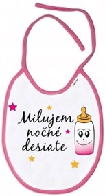 Baby Nellys Nepremokavý podbradník Milujem nočné desiate, 24 x 27 cm - biela/ružová