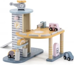 Drevená garáž 3+ s čerpacou stanicou a autíčkami