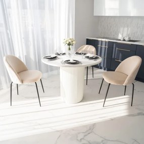 Jedálenská stolička FARGO zamatová, čierna / béžová