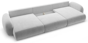 Svetlosivá zamatová rozkladacia/s úložným priestorom rohová pohovka (do tvaru "U") Tonale – Cosmopolitan Design