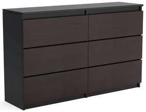 Veľká komoda 6 zásuviek ARIE šírka 120cm Čierna/Wenge