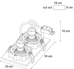 Zástenné bodové svetlo tmavo bronzové obdĺžnikové 2-žiarovkové sklápateľné a otočné - Qure