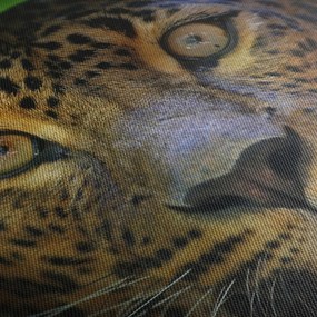 Obraz - Portrét leoparda, Sri Lanka (s hodinami) (90x30 cm)