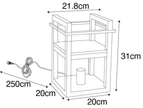 Priemyselná stolná lampa čierna s drevom - Cage Rack
