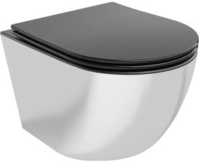 Mexen Lena, závesná toaletná misa 480x360x355 mm s pomaly padajúcim sedátkom, čierna matná - strieborná, 30224074