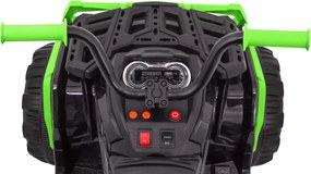 Ramiz Štvorkolka ATV 2,4 GHz na batériový pohon pre deti čierna a zelená + diaľkové ovládanie + EVA kolesá + MP3 rádio + pomalý štart
