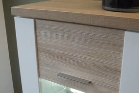 Obývacia stena Caracas Media, dub/biely lesk, s osvetlením