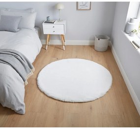 Biely koberec Think Rugs Teddy, ⌀ 120 cm
