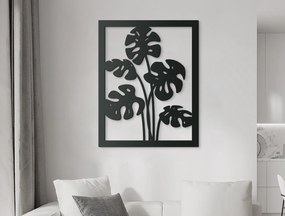 drevko Drevený obraz Listy kvetu Monstera deliciosa Rozmer obrazu: 41,5 x 32,5 cm, Farba dekorácie: Čierna