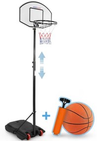 Basketbalový kôš s kolieskami, nastaviteľný 148-236 cm