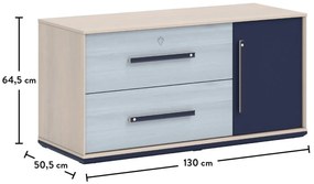 Komoda/TV stolík Lincoln - dub/dub modrý/tmavo modrá