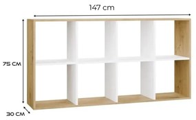 Regál Malax 2x4 147 cm dub Artisan/bílý